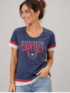 NWT Washington Capitals Womens Tee Size M Navy NHL Official